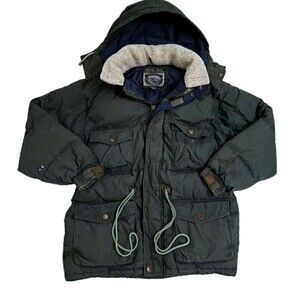 Pacific Trail Down Feather Parka Coat Jacket Men’s Medium Green Hooded Puffer